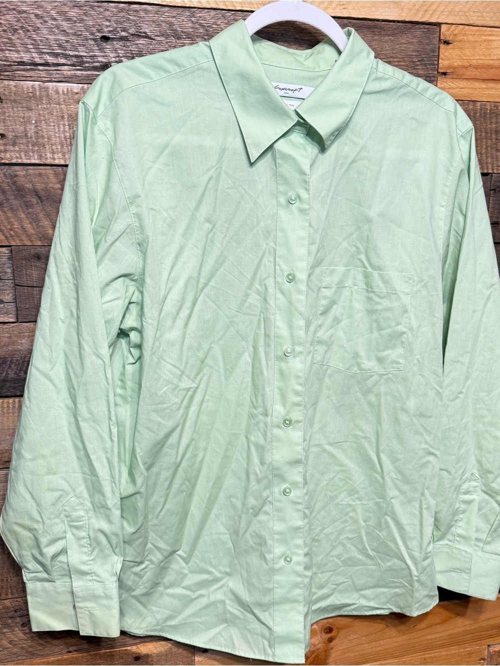 Foxcroft Womens Size 14 Lime Green Wrinkle Free Long Sleeve Button Up Shirt